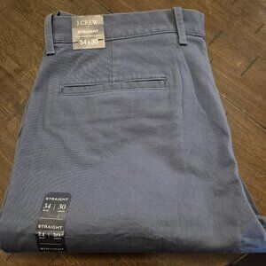 J. Crew Flex Mens Straight Fit Chino Pants Size 34x30 Blue Brand New NWT - 0430
